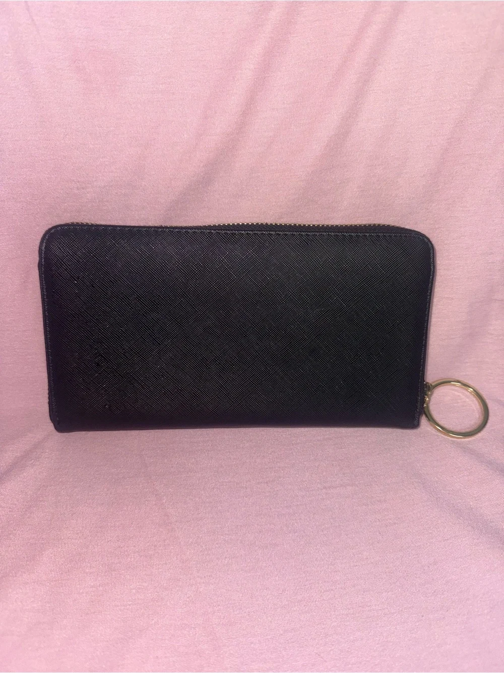 Steve Madden Black Wallet with Gold Bar Accent